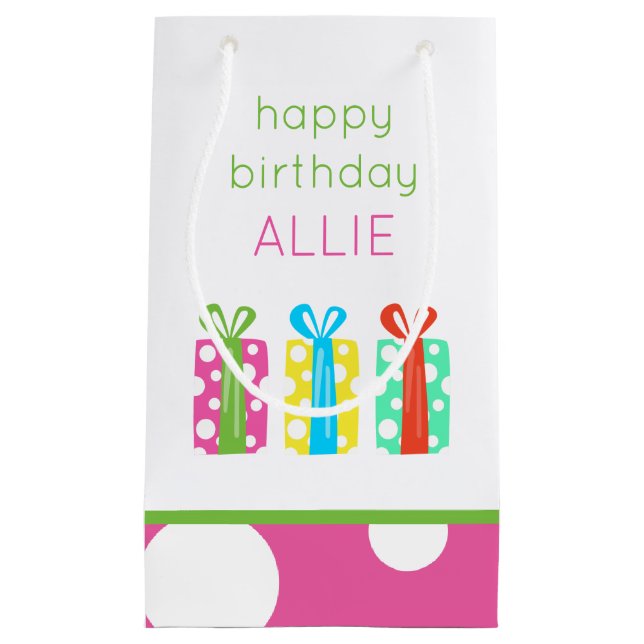 Polka Dot Presents Birthday Personalized Gift Bag (Front)
