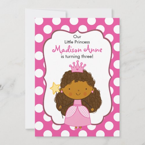 Polka Dot Princess Invitation African American