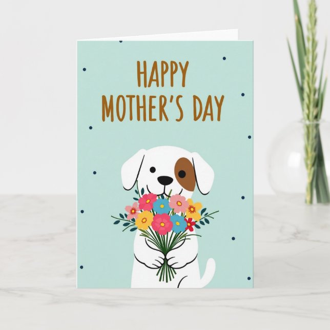 Polka Dot Pup Bouquet Card (Front)