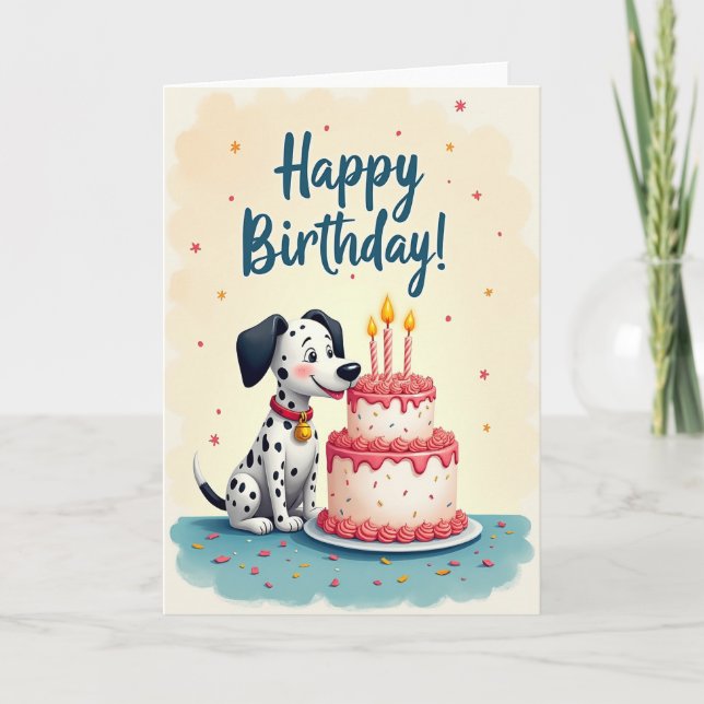Polka Dot Puppy Cake Card (Front)