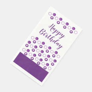 Polka-dot Purple and White Birthday Paper Guest Towels