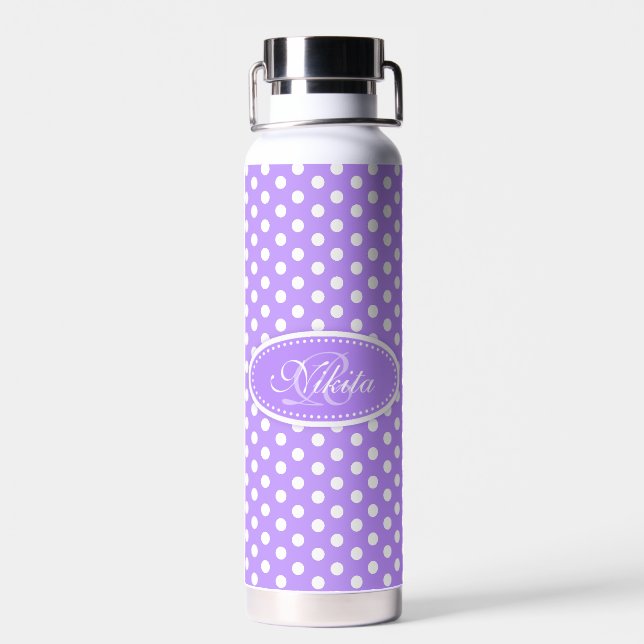 Polka dot purple and white water bottle (Back)