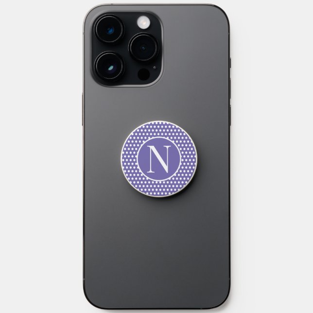 Polka Dot Purple Custom initial letter  PopSocket (Front)