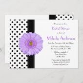 Polka Dot Purple Daisy Bridal Shower Invitation (Front/Back)