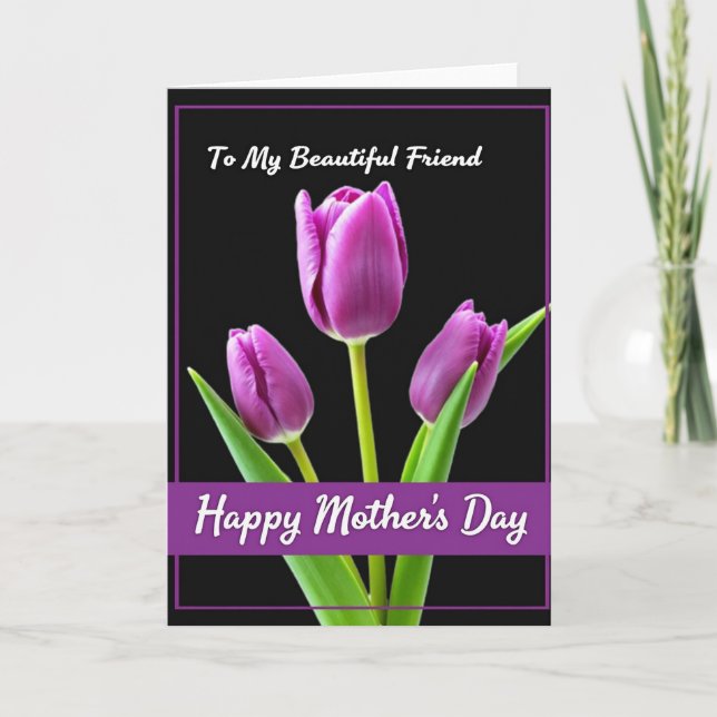 Polka Dot Purple Floral Bloom Card (Front)