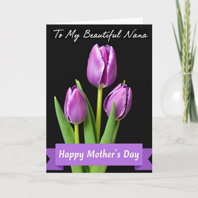 Polka Dot Purple Floral Card (Front)