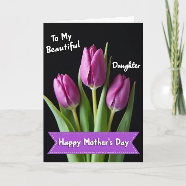 Polka Dot Purple Floral Love Card (Front)