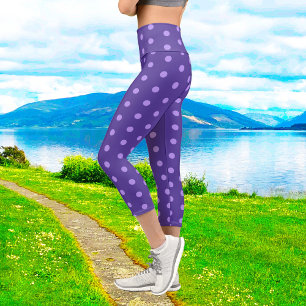 Polka Dot Purple Patterned Capri Leggings