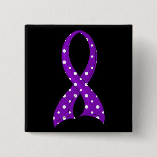 Polka Dot Purple Ribbon Alzheimer's Disease Button