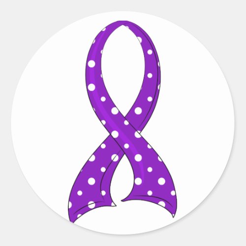 Polka Dot Purple Ribbon Pancreatic Cancer Classic Round Sticker