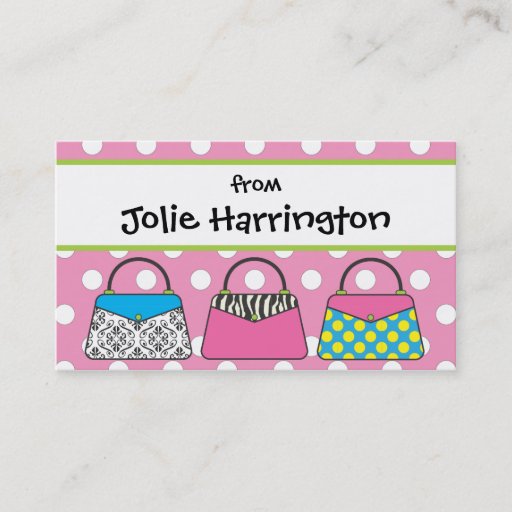Customizable Polka Dot Purse Handbag Gift Card Calling Card Business Cards