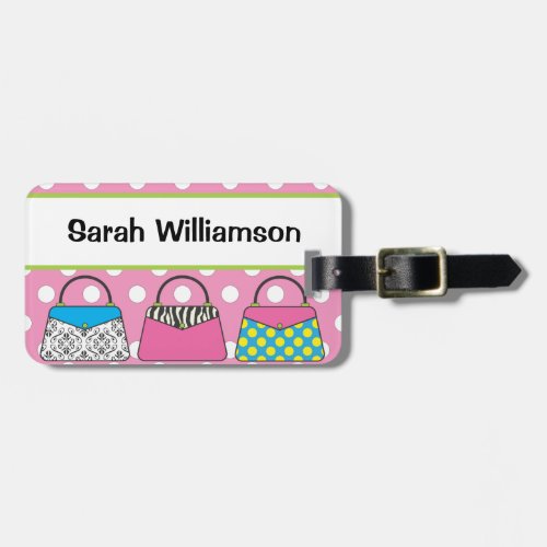 Polka Dot Purse Handbag Luggage Tag