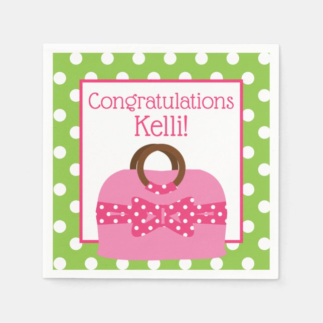 Polka Dot Purse Personalized Party Napkins (Front)