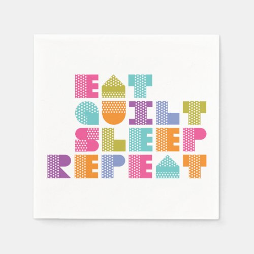 Polka Dot Quilt Block Letters Quote Napkins