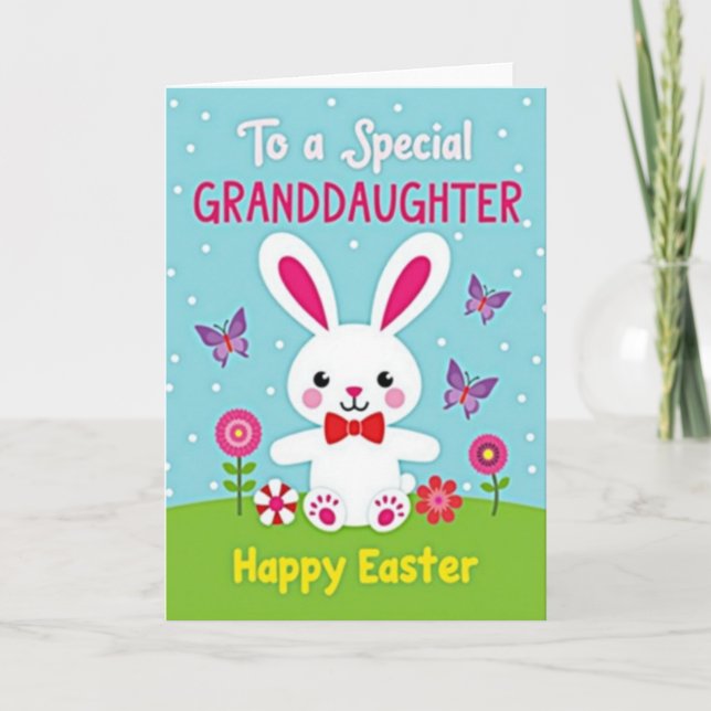 Polka Dot Rabbit Scene Card (Front)