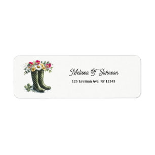 Polka Dot Rainboots and Daisies Label
