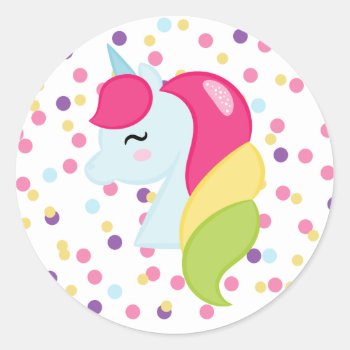 Polka Dot Rainbow Unicorn Stickers by MishMoshEmoji at Zazzle