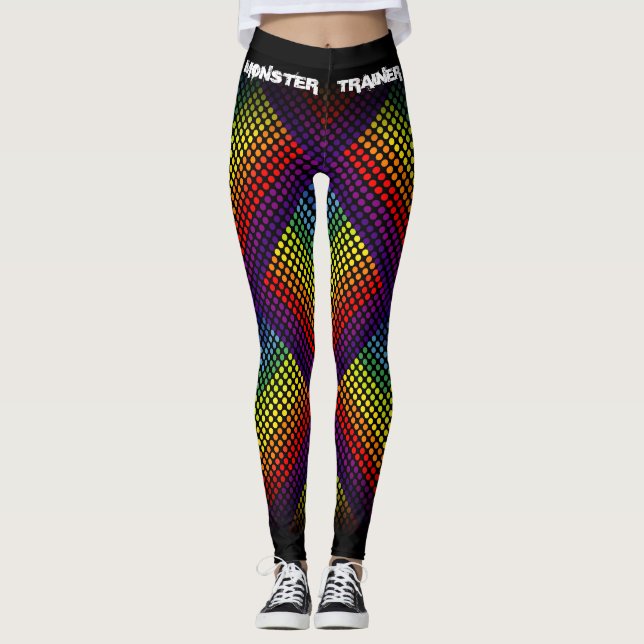 Polka Dot Rainbow Your Text  Your Colour Leggings (Front)