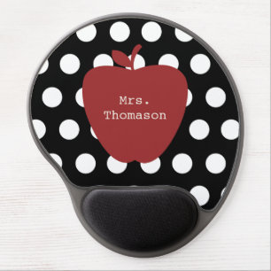 Polka Dot + Red Apple Teacher Gel Mousepad