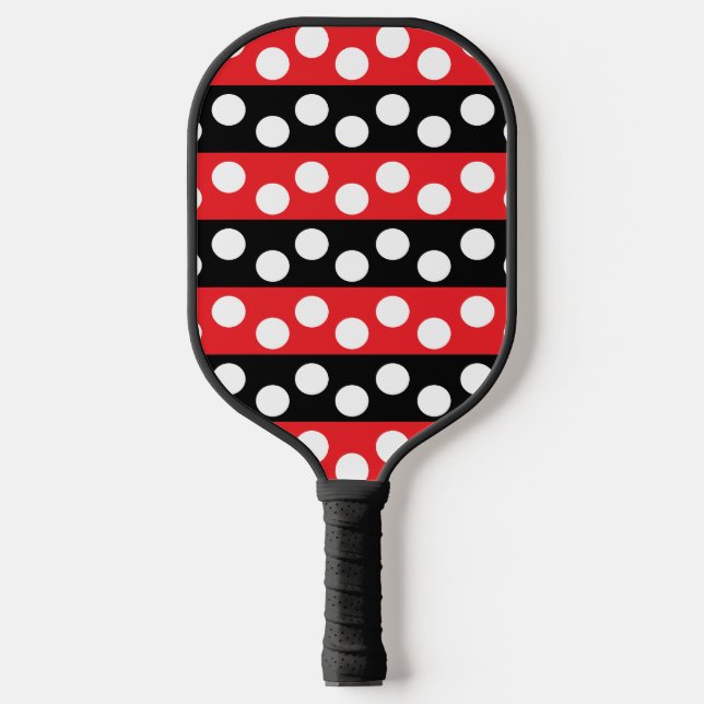 Polka Dot Red Black Polka Dot  Pickleball Paddle (Front)