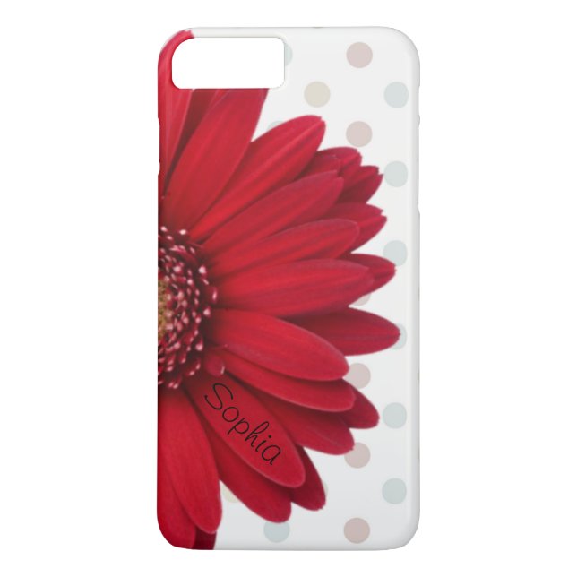 Polka Dot Red Daisy Custom Name Case-Mate iPhone Case (Back)