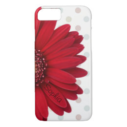 Polka Dot Red Daisy Custom Name iPhone 8/7 Case