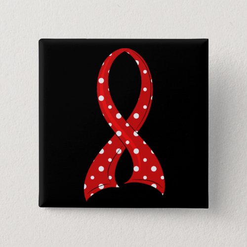 Polka Dot Red Ribbon AIDS HIV Button