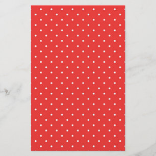 Polka dot red white background custom template stationery