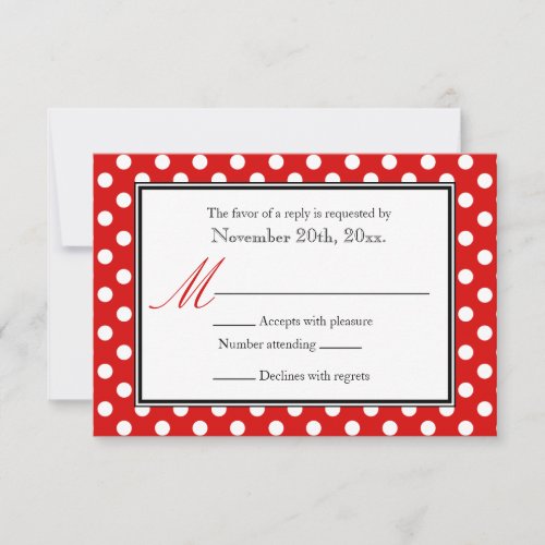 Polka Dot Red  White RSVP Reply Cards