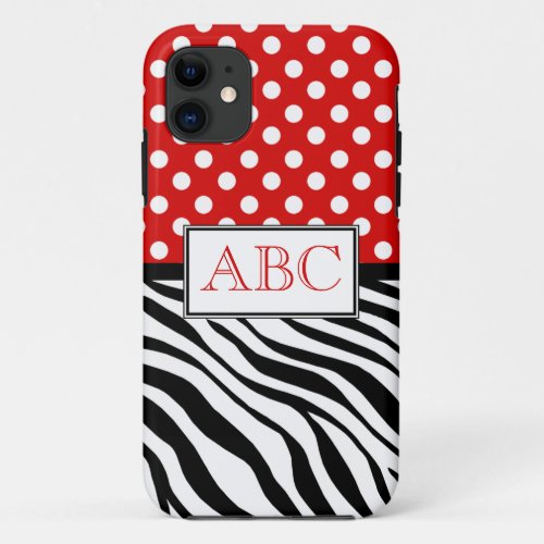 Polka Dot Red  Zebra Print iPhone 5 Case