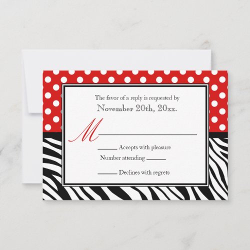 Polka Dot Red  Zebra Print Reply Cards