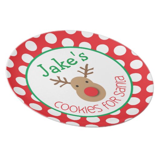 Polka Dot Reindeer - Cookies for Santa Plate (Right Side)