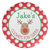 Polka Dot Reindeer - Cookies for Santa Plate (Front)