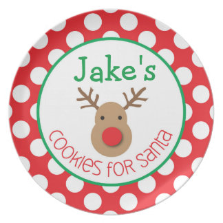 Polka Dot Reindeer - Cookies for Santa Plate