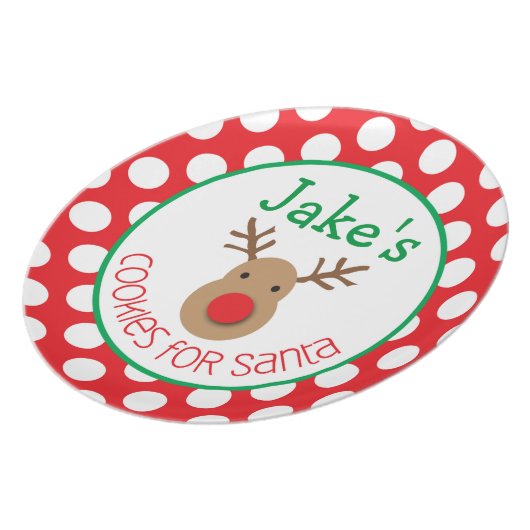 Polka Dot Reindeer - Cookies for Santa Plate (Left Side)