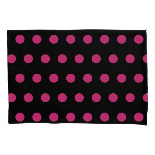 Polka Dot Reversible Pillowcase Black  Neon Pink