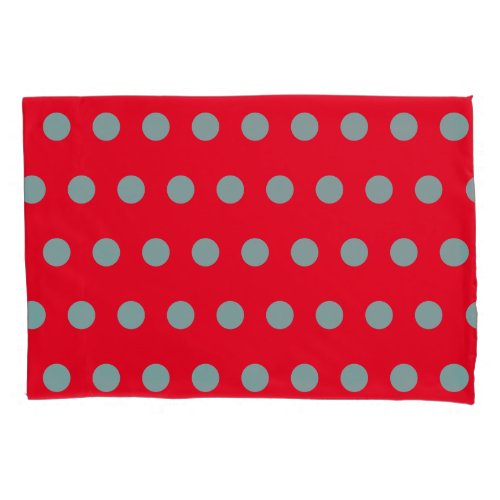 Polka Dot Reversible Pillowcase Red  Aqua