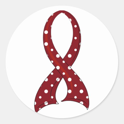 Polka Dot Ribbon Head and Neck Cancer Classic Round Sticker