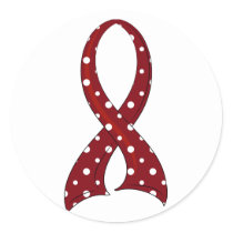 Polka Dot Ribbon Head and Neck Cancer Classic Round Sticker