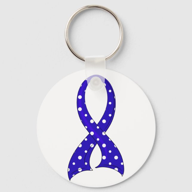 Polka Dot Ribbon Rheumatoid Arthritis Keychain (Front)