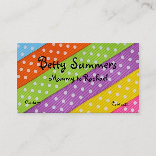 Customizable Polka Dot Ribbons Mommy calling card Business Cards