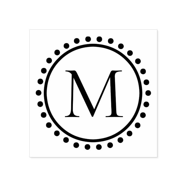 Polka Dot Ring Monogram Rubber Stamp (Imprint)