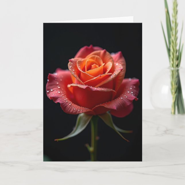 Polka Dot Rose Bloom Photograph Card (Front)