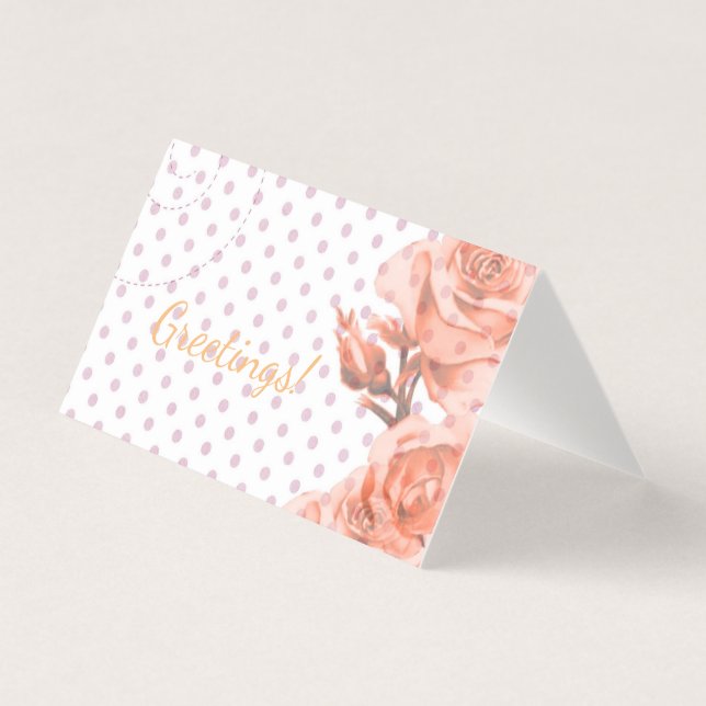 Polka Dot Rose Greeting Card  (Front)