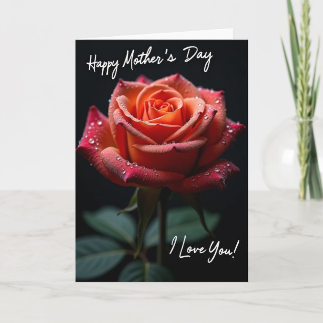 Polka Dot Rose I Love You Card (Front)