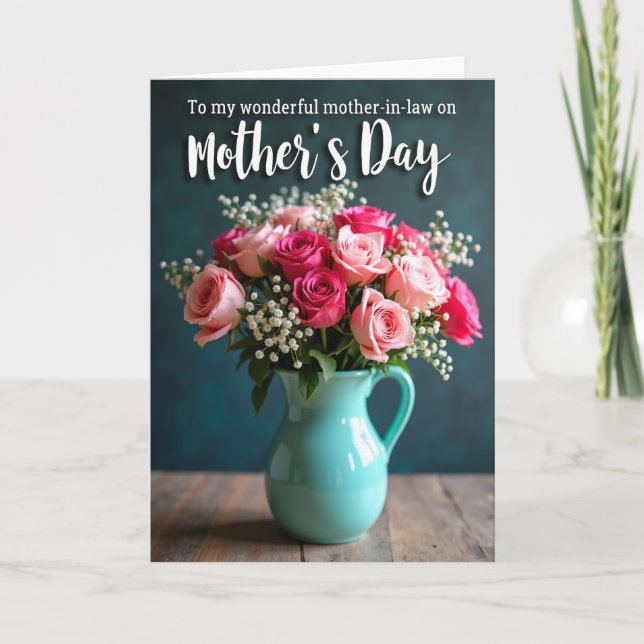 Polka Dot Rose Mother In Law Card (Front)