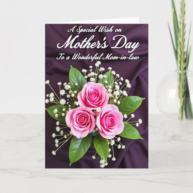 Polka Dot Rose Thanks Card (Front)