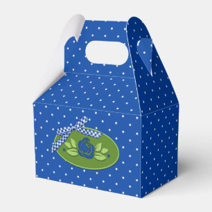 Polka Dot Roses Blue-Gable Party Favor Box
