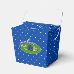 Polka Dot Roses Blue-Take Out Party Favor Box