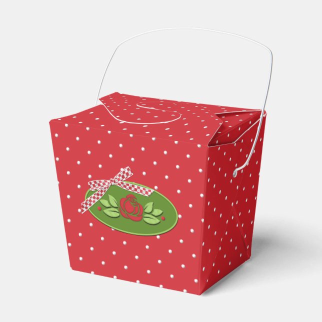 Polka Dot Roses-Take Out Party Favor Box (Front Side)